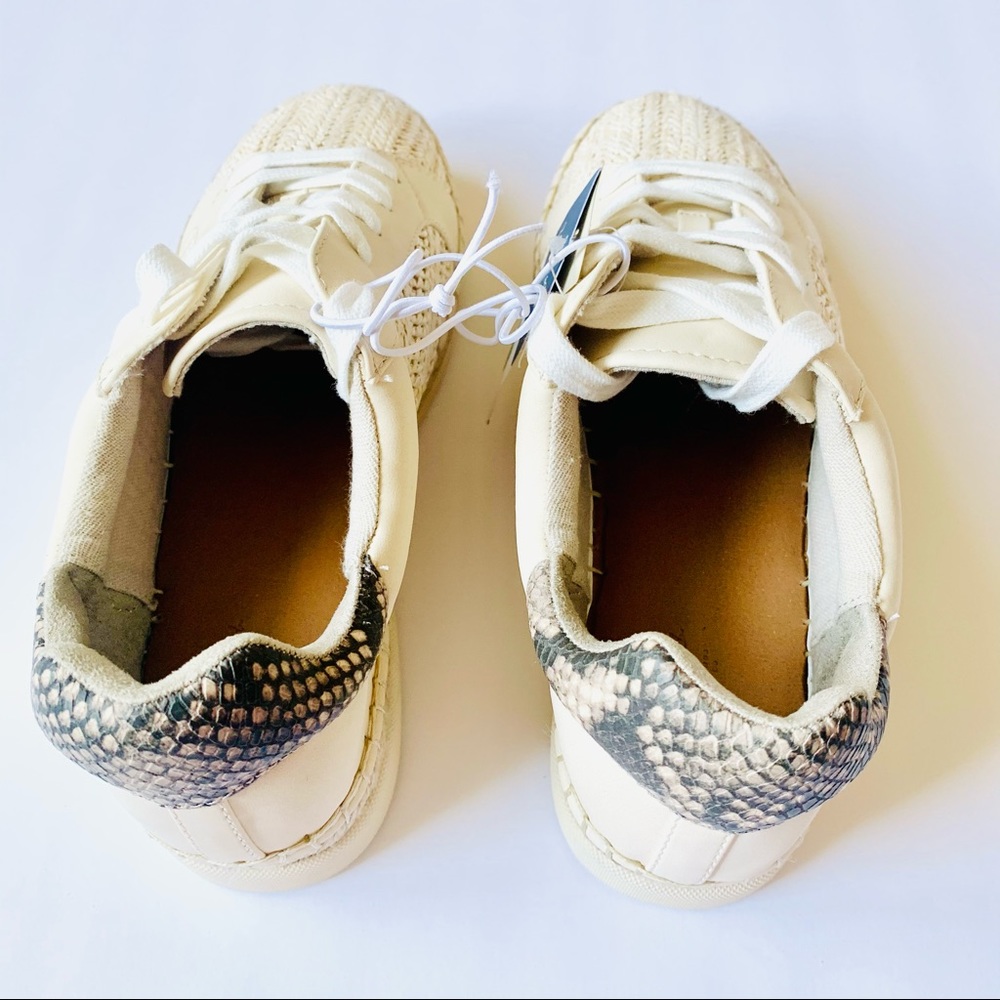 SNEAKERS Sz 8.5 Espadrille Boho Wicker Look Cream - Picture 9 of 15